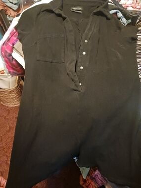 Urban Outfitters Black Short-Sleeve Button Romper
